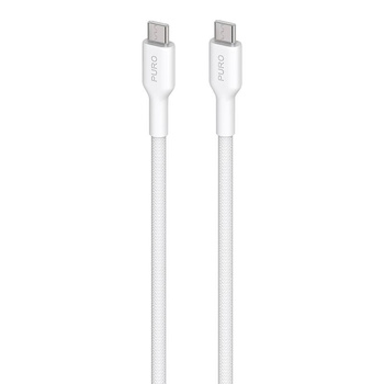 PURO Fabric - Odolný opletený kabel USB-C na USB-C 1,2 m (bílý)