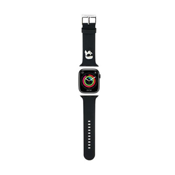 Karl Lagerfeld 3D gumi Karl Head NFT - szíj Apple Watch 42/44/45/49 mm-es órához (fekete)