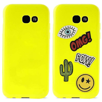 PURO Patch Mania - Samsung Galaxy A3 (2017) case with 5 stickers included (yellow)