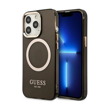 Guess Gold Outline Translucent MagSafe - Etui iPhone 13 Pro (czarny)