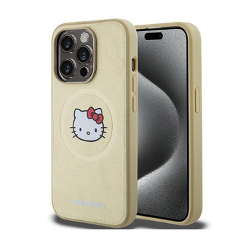 Hello Kitty Leather Kitty Head MagSafe - iPhone 14 Pro Max Case (Gold)