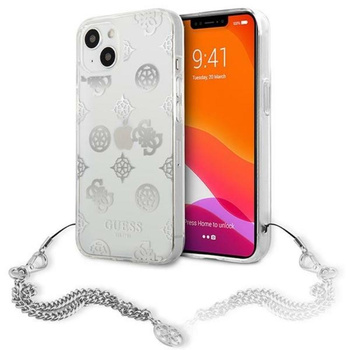 Guess Peony Chain Handle - pouzdro pro iPhone 13 mini (stříbrné)