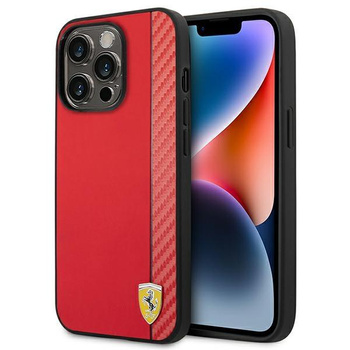 Ferrari Carbon - pouzdro pro iPhone 14 Pro (červené)