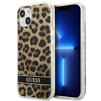 Guess Leopard Electro Stripe - iPhone 13 mini Tasche (Braun)