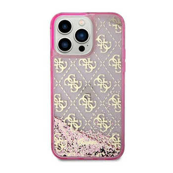 Guess Liquid Glitter Transculent 4G - iPhone 14 Tasche (Rosa)