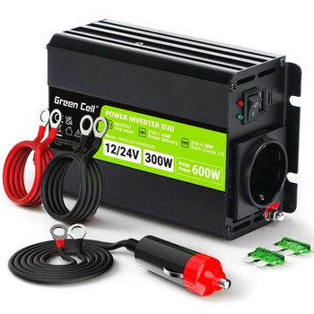 Green Cell - Onduleur DUO 12V/24V à 230V 300W/600W Convertisseur de tension à onde sinusoïdale modifiée