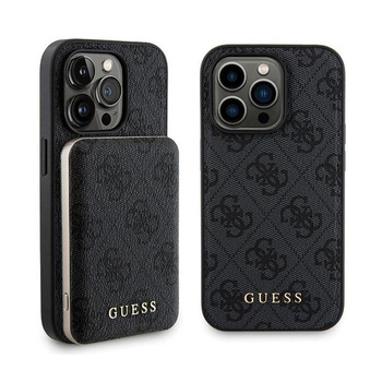 Guess Bundle Pack MagSafe 4G Metal Gold Logo - sada pouzdra + Power Bank 5000mAh MagSafe iPhone 13 Pro (černá)