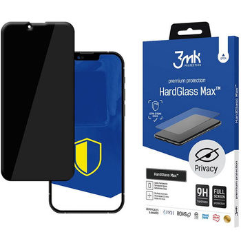 3mk HardGlass Max Privacy - Tempered glass with privacy filter for iPhone 14 / iPhone 13 / iPhone 13 Pro (black)