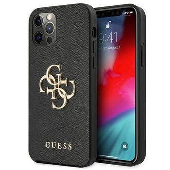 Guess Saffiano 4G Big Metal Logo - Etui iPhone 12 Pro Max (czarny)