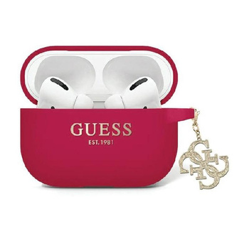 Guess Liquid Silicone Glitter Triangle Charm - pouzdro pro AirPods Pro 2 (fialové)