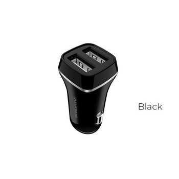 Borofone - ładowarka samochodowa 2x USB, czarny