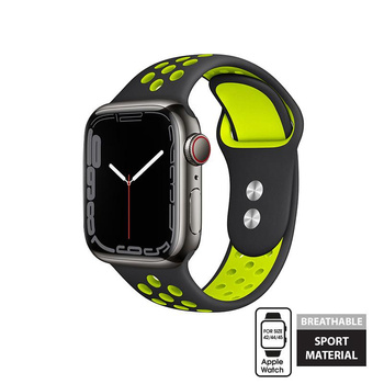 Crong Duo Sport - Pasek do Apple Watch 42/44/45/49 mm (czarny/limonkowy)