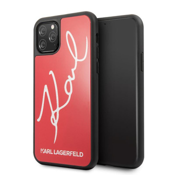 Karl Lagerfeld Double Layers Tempered Glass Glitter Signature Case - iPhone 11 Pro Case (rot)