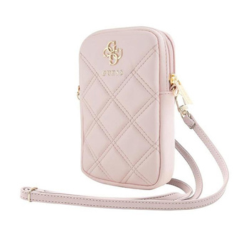 Guess Zip Quilted 4G - Torebka na telefon (różowy)