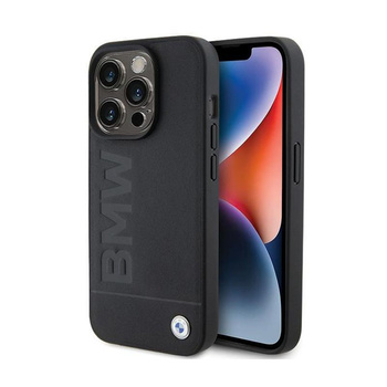 BMW Leather Hot Stamp - Étui pour iPhone 15 Pro Max (noir)