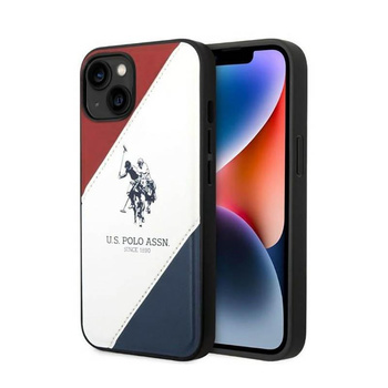 US Polo Assn Tricolor Embossed - pouzdro pro iPhone 14 Plus (bílé)