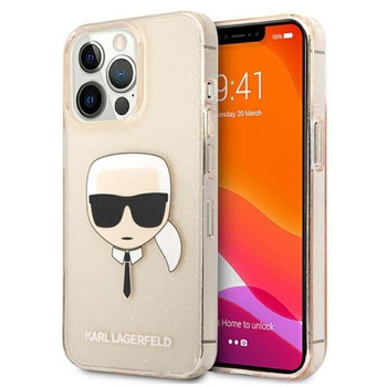 Karl Lagerfeld Karl's Head Glitter - Coque iPhone 13 Pro Max (Or)