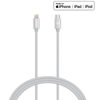 Kanex DuraBraid - USB-C (Power Delivery) to Lightning MFi Connection Cable 1.2 m (Silver)