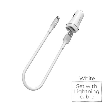 Borofone - autós töltő 2x USB Lightning kábel, fehér