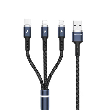 WEKOME WDC-119 Fython Series - propojovací kabel 3 v 1 USB-A na Lightning + USB-C + Micro USB PD 1,2 m (černý)