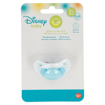 Mickey Mouse - Silicone pacifier in anatomical shape 0 - 6 m (glow in the dark) (blue)