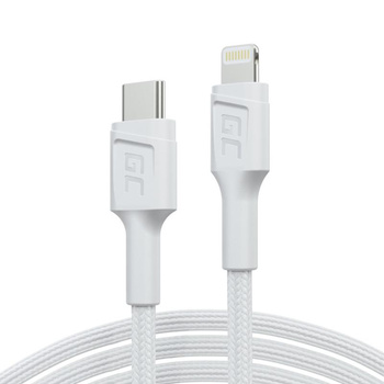 Green Cell PowerStream - USB-C - Lightning Kabel 100 cm Power Delivery Kabel Apple MFi zertifiziert (weiß)