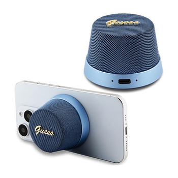 Guess Magnetic Script Metal Logo - Enceinte Bluetooth V5.3 (bleu)