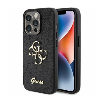 Guess Glitter Script Big 4G - iPhone 15 Pro Max Tasche (schwarz)