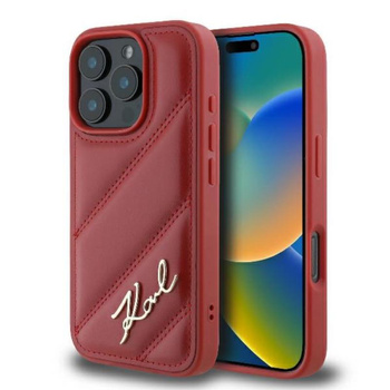 Karl Lagerfeld Gesteppte Unterschrift - iPhone 16 Pro Max Tasche (rot)