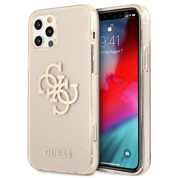 Guess Glitter 4G Big Logo - Etui iPhone 12 / iPhone 12 Pro (złoty)