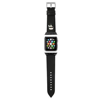 Karl Lagerfeld Saffiano Karl Head - Řemínek pro Apple Watch 38/40/41 mm (černý)