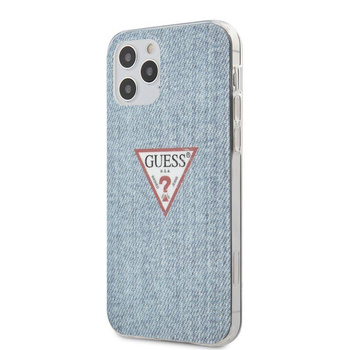 Pouzdro Guess Denim Triangle Lt - iPhone 12 / iPhone 12 Pro (modré)