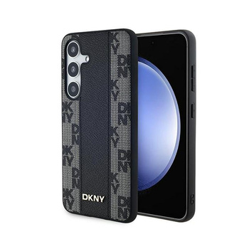 DKNY Leather Checkered Mono Pattern MagSafe - Étui Samsung Galaxy S24+ (noir)