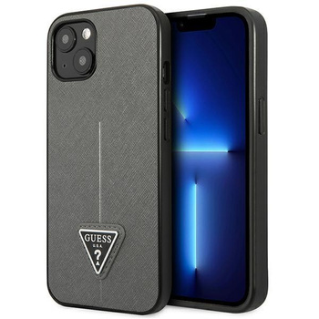 Guess Saffiano Triangle Logo Case – Etui iPhone 13 mini (srebrny)