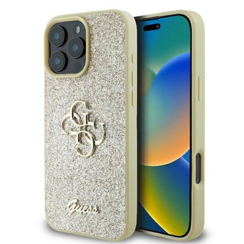 Coque Guess Fixed Glitter Big 4G - iPhone 16 Pro Case (Gold)