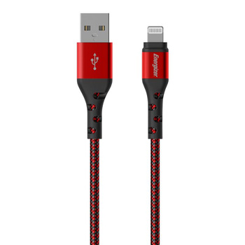 Energizer Ultimate - Připojovací kabel USB-A na Lightning s certifikací MFi 2 m (červený)