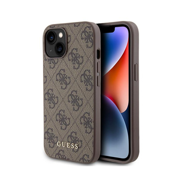 Guess 4G Metall Gold Logo - iPhone 15 Tasche (braun)