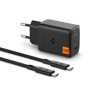 Spigen ArcStation Pro GaN-651 - Chargeur secteur USB-C PD 3.0 PPS 65W + câble USB-C (Noir)