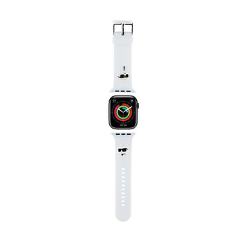 Karl Lagerfeld 3D gumi Karl & Choupette Heads NFT - szíj Apple Watch 42/44/45/49 mm-es órához (fehér)