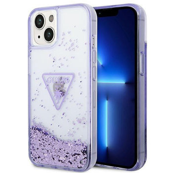 Guess Liquid Glitter Triangle Logo Case – Etui iPhone 14 (fioletowy)