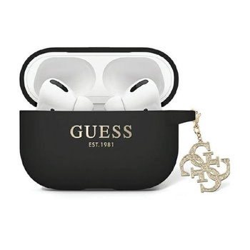 Guess Liquid Silicone Glitter Triangle Charm - AirPods Pro 2 Case (black)