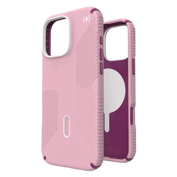 Speck Presidio2 Grip ClickLock & MagSafe - Etui iPhone 16 Pro Max (Wednesday Pink / Boysenberry Purple / White)