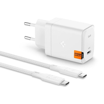 Spigen ArcStation Pro GaN-651 - Ładowarka sieciowa USB-C PD 3.0 PPS 65W + kabel USB-C (Biały)