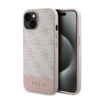 Guess 4G Bottom Stripe Collection - pouzdro pro iPhone 15 (růžové)