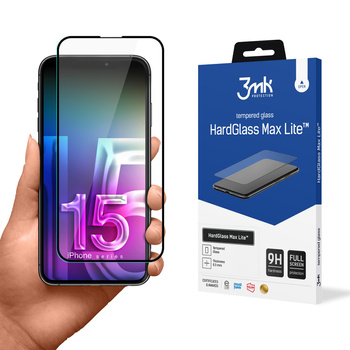 3mk HardGlass Max Lite - Tvrzené sklo pro iPhone 15 Pro Max (černé)