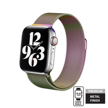 Crong Milano Steel - Řemínek z nerezové oceli pro Apple Watch 38/40/41/42 mm (duhový)