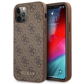 Guess 4G Metal Gold Logo – Etui iPhone 12 / iPhone 12 Pro (brązowy)