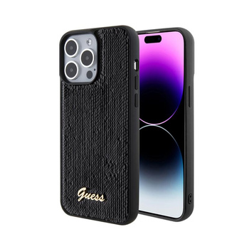 Guess Paillettenschrift Metall - iPhone 15 Pro Max Tasche (schwarz)