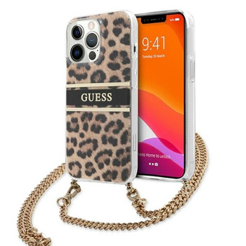 Guess Leopard Gold Stripe Crossbody - Etui iPhone 13 Pro Max