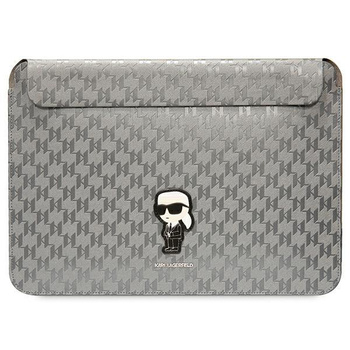 Karl Lagerfeld NFT Saffiano Monogram Iconic Karl Sleeve - pouzdro na 14" notebook (stříbrné)